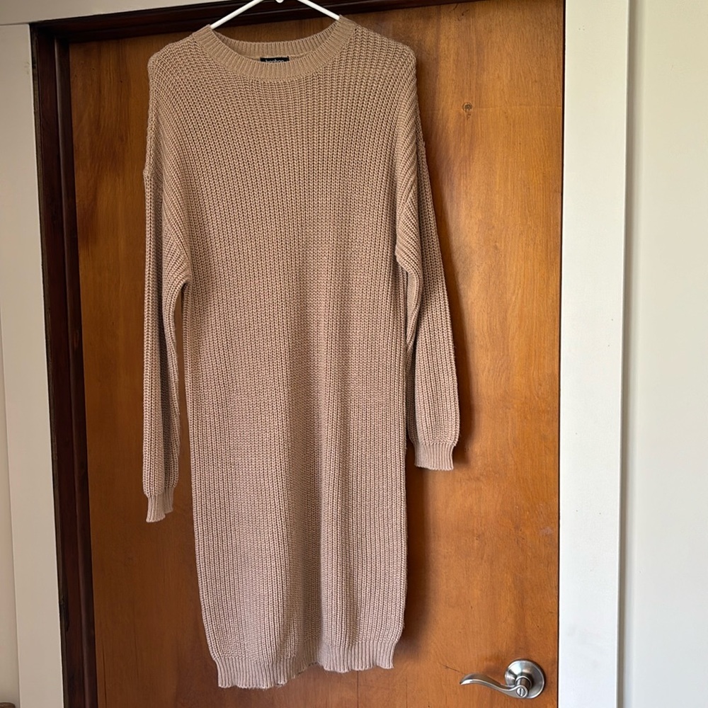 soft light cocoa knit dress